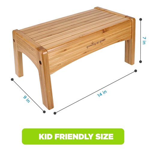 Growing Up Green Bamboo Kids Step Stool - Non-Slip Potty Training Aid for Bathroom & Kitchen