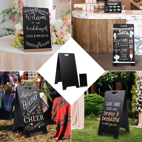 BIHAIT 16x32 Double-Sided A-Frame Chalkboard Sign with 8x12 Chalkboard, Liquid & Solid Chalk Markers, Wedding & Event Signage