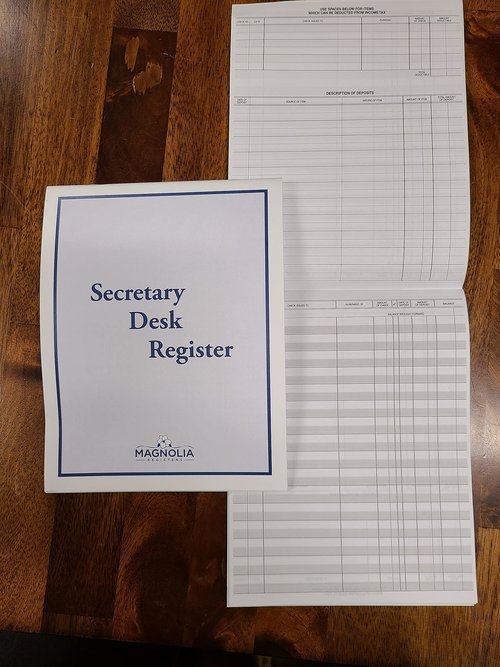 Pack of 5 Premium Check Registers for Deskbook Checks, Secretary Desk Register, Size: 6 3/8 x 8 1/4