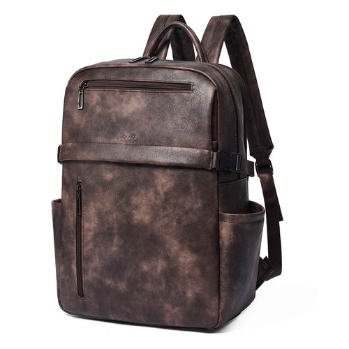Mroede Leather Laptop Backpack for Women, 15.6 Inch Laptop Travel Backpack Purse Large Capacity Computer Bag, Casual Daypack Nurse Bag College Bookbag for School, Coffee