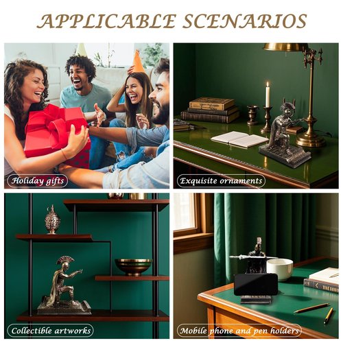 MDJWIANJ Medieval Knight Statue Desk Single Pen Holder, Funny Unique Novelty Cool Desktop Accessories Gothic Figure Pencil Stand, Copper