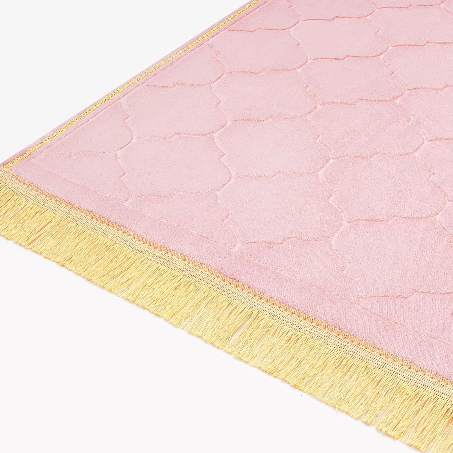 Skiennix Muslim Prayer Rug - Soft Memory Foam Mat with Tasbih Beads | Padded Islamic Janamaz (25.6" x 43.3", Pink)