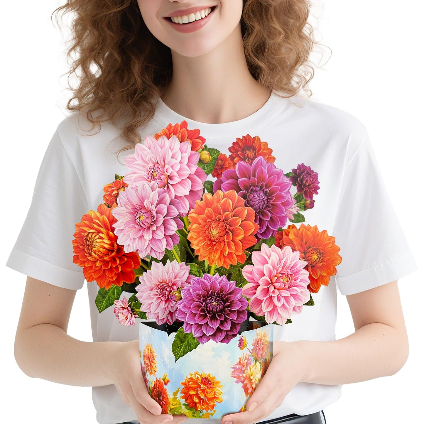 PINELIFE Pop Up Cards, Carnation & Peony Paper Flower Bouquets, Mother's Day,Birthday, Anniversary, Get Well Greeting Cards with Blank Note Card & Envelope (Infinite Love Carnation)