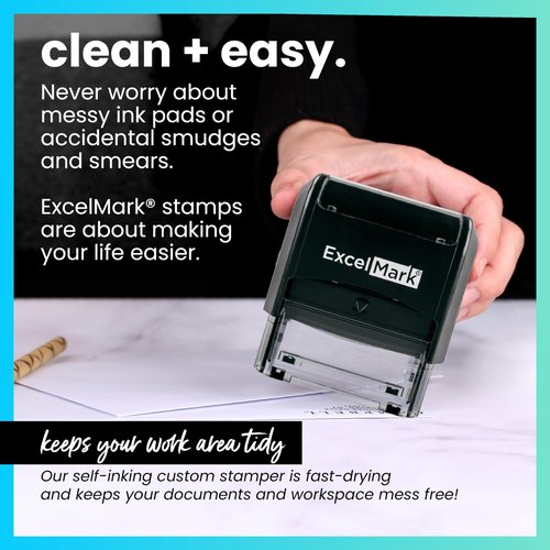 ExcelMark Custom One Line Stamp - Name Stamps Self Inking Personalized (Small)
