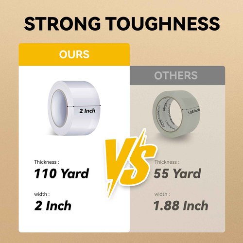 YOOKIA Clear Packing Tape 36 Rolls, Total 3960 yd., Heavy Duty Shipping Tape, Each 2 inch x 110 Yards x 2 mil Thick for Shipping, Packaging, Sealing and Moving