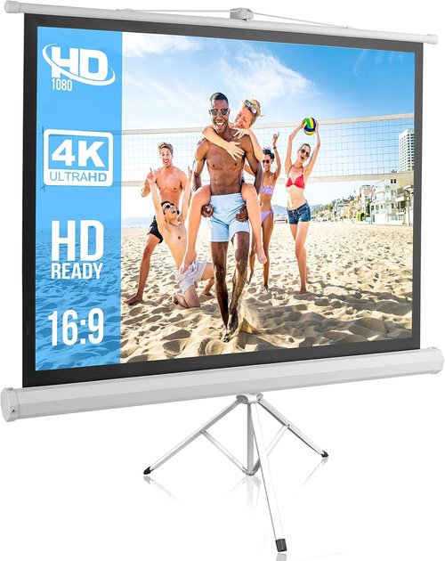 Pyle 50-Inch Portable Projector Screen - Lightweight Tripod Stand, Easy Setup, 4:3 Aspect Ratio, White Matte Fabric