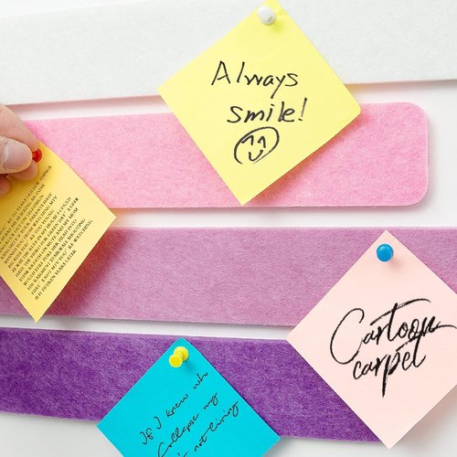 Regine Switzerland Felt Pin Board Strips - Self-Adhesive Bulletin Board for Home & Office | 8 Packs with 50 Push Pins