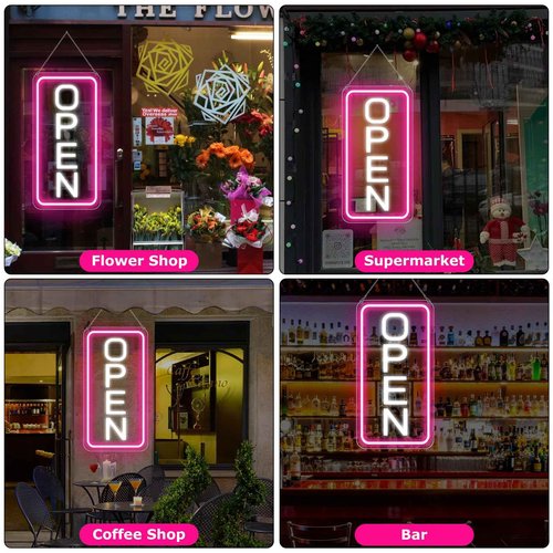 inShareplus 16"x 9" LED Neon Open Sign for Business, with ON/OFF Switch adapter, Ultra Bright Lighted Sign Open, Electric Light up Sign for Stores, Restaurants Offices Retail Shops Window Storefronts