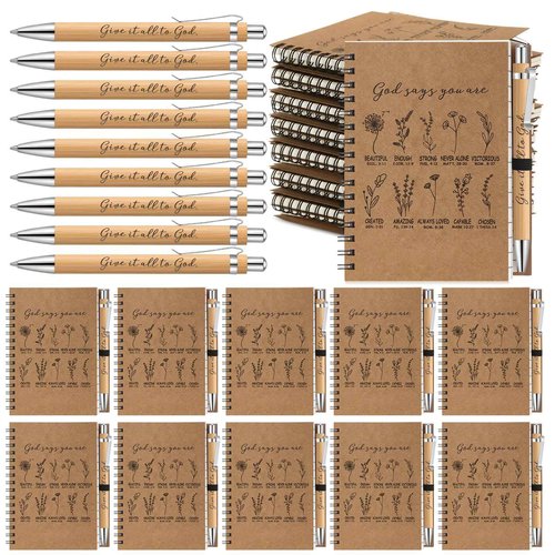 Resurhang 40 Pcs Christian Gifts for Women Bulk Prayer Journal with Religious Pens Christian Notebooks Bulk God Says You are Bible Verse Spiral Notebooks Religious Gifts for Church Bible Study