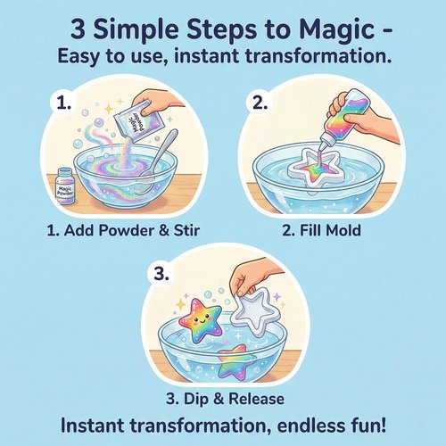 Glow Magic Elves Refills - 24 Color Gel & 32 Molds DIY STEM Kit | Non-Toxic Indoor Activity for Focus & Fine Motor Skills