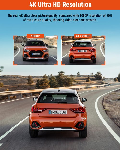 3 Channel Dash Cam,4K+1080P Dash Cam Front and Rear Inside, Dash Camera for Cars, Triple Car Camera with 32GB Card,Built-in G-Sensor, 2’’ IPS Display Car Camera,Loop Recording,24Hr Parking