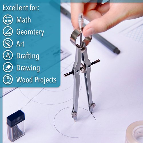 Mr. Pen- Professional Compass for Geometry, Extra Lead, Metal Compass, Compass, Compass Drawing Tool, Drawing Compass, Drafting Compass, Compass for Students, Compass Geometry, Back to School Supplies