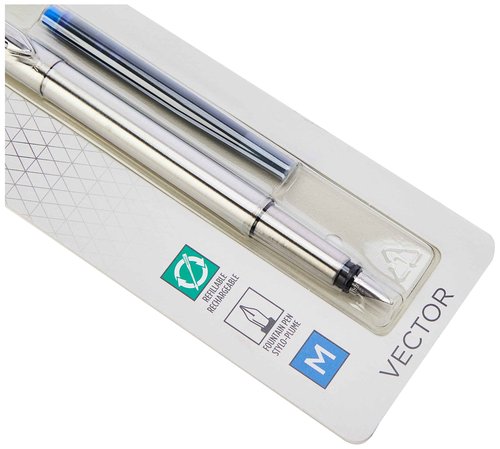 Parker Fountain Vector, Stainless Steel Pen, multicolor