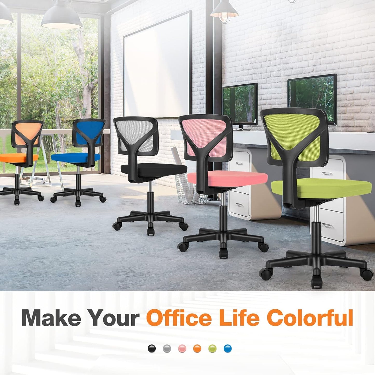 Sweetcrispy Ergonomic Small Office Chair - Low-Back Mesh Swivel Design with Lumbar Support | Classic Orange