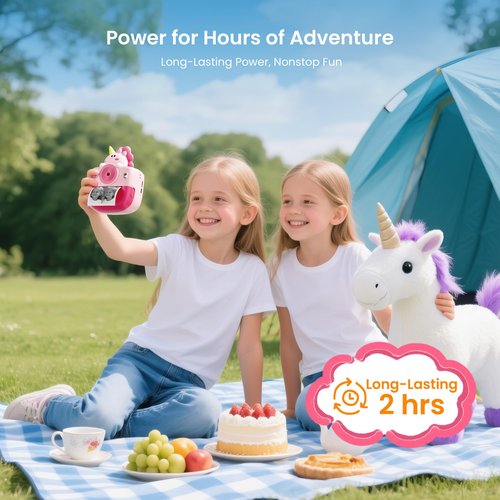 Phomemo Unicorn Camera for Girls, Kids Camera Instant Print, Holiday Birthday Gifts for Girls Age 3 to 12 Years Old, Unicorn Toys with Paper Rolls, Cameras for Kid Printer with Stickers