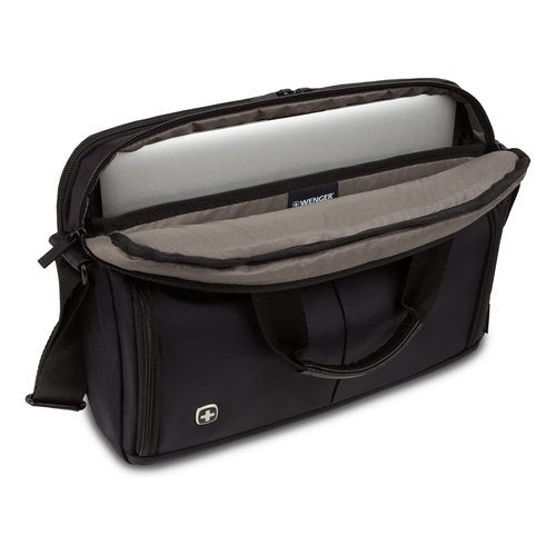 Wenger Luggage Source Padded Organizer Briefcase with Scratch Protection, Black, 14-inch (601366)