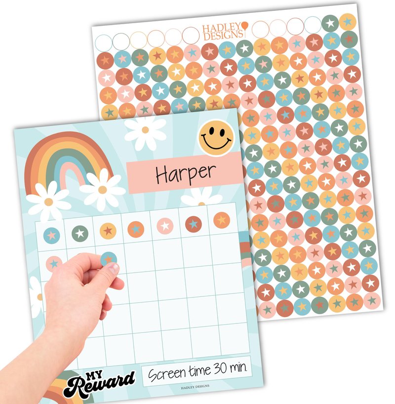 Star Sticker Chart for Kids Behavior -25 Toddler Sticker Reward Chart for Kids Incentives, Behavior Chart for Kids At Home & Classroom, Retro Incentive Chart for Classroom Must Haves