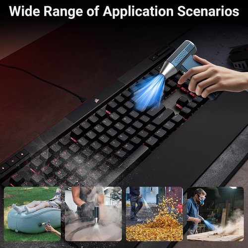 Hingso Compressed Air Duster, 380000RPM Powerful Electric Air Duster with LED Light, 4-Gear Rechargeable Mini Blower with Brushless Motor, Jet Dry Blower for Computer, Keyboard, Home, Car, Outdoor
