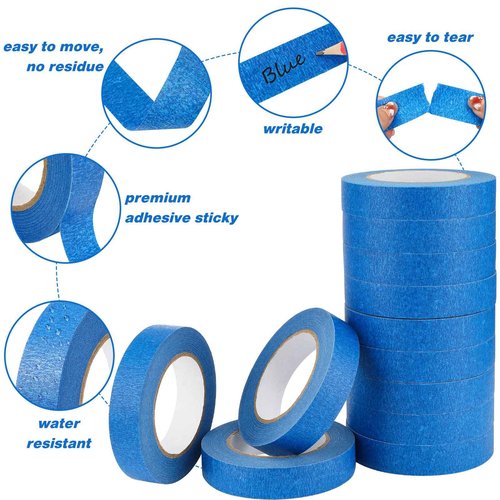 Fumete 72 Rolls Blue Painters Tape Bulk 1 Inch x 55 Yards Painters Masking Tape No Residue Wall Painting Tapes for Wall Painting Decoration DIY Supplies