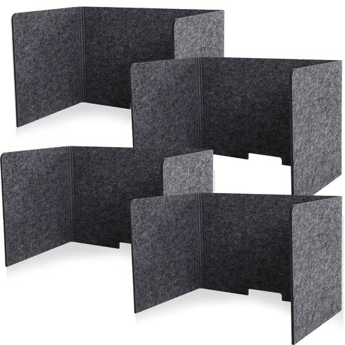 Kigley Acoustic Freestanding Desk Divider 24.8 x 15.75 x 15.75 Inch Noise Reducing Desk Privacy Panel Table Standing Testing Dividers Gray Desk Partition Office Furniture Partitions for Home (4 Pcs)