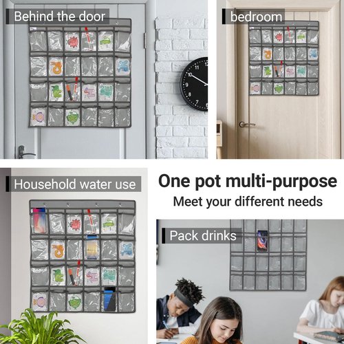 LYLHZRMDGC 24 Pocket Pocket Chart for Cell Phones and Calculator, Hanging Organizer with Clear Pockets and Hooks for Door or Wall, Send Goods from Local Warehouse