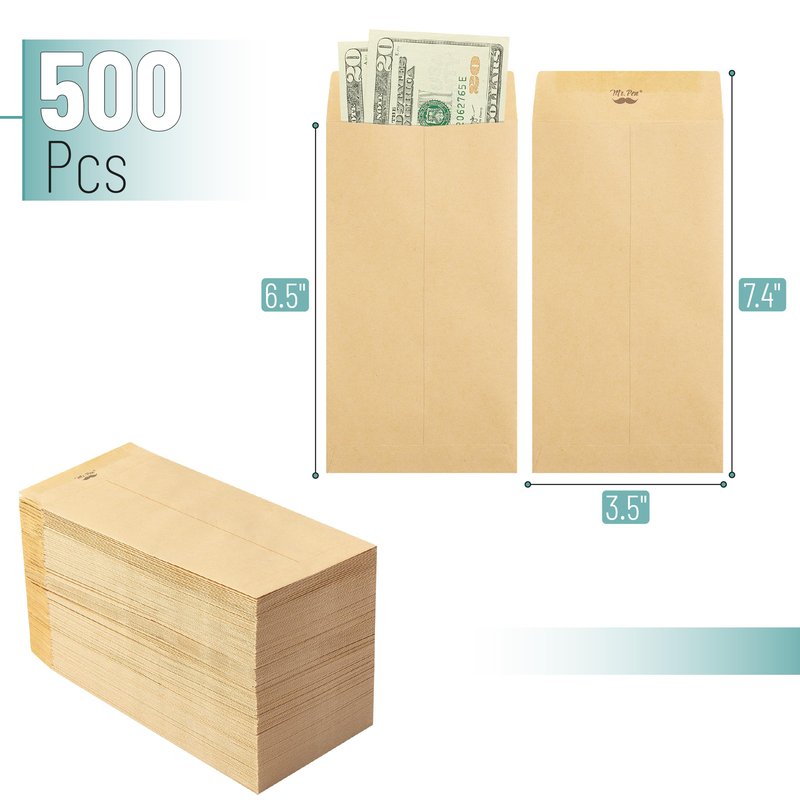 Mr. Pen- Money Envelopes for Cash, 6.5" x 3.5", 500 Pack