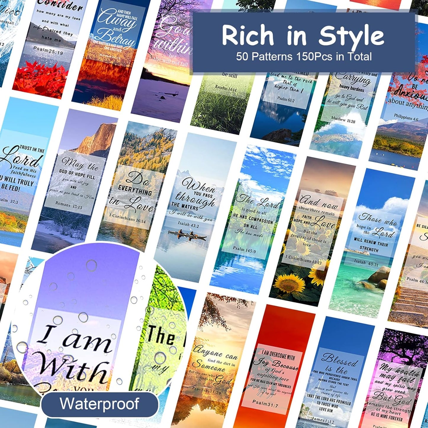 150Pcs Bible Verse Bookmarks - Double-Sided Inspirational Scripture Markers for Men & Women | Perfect Christian Gifts