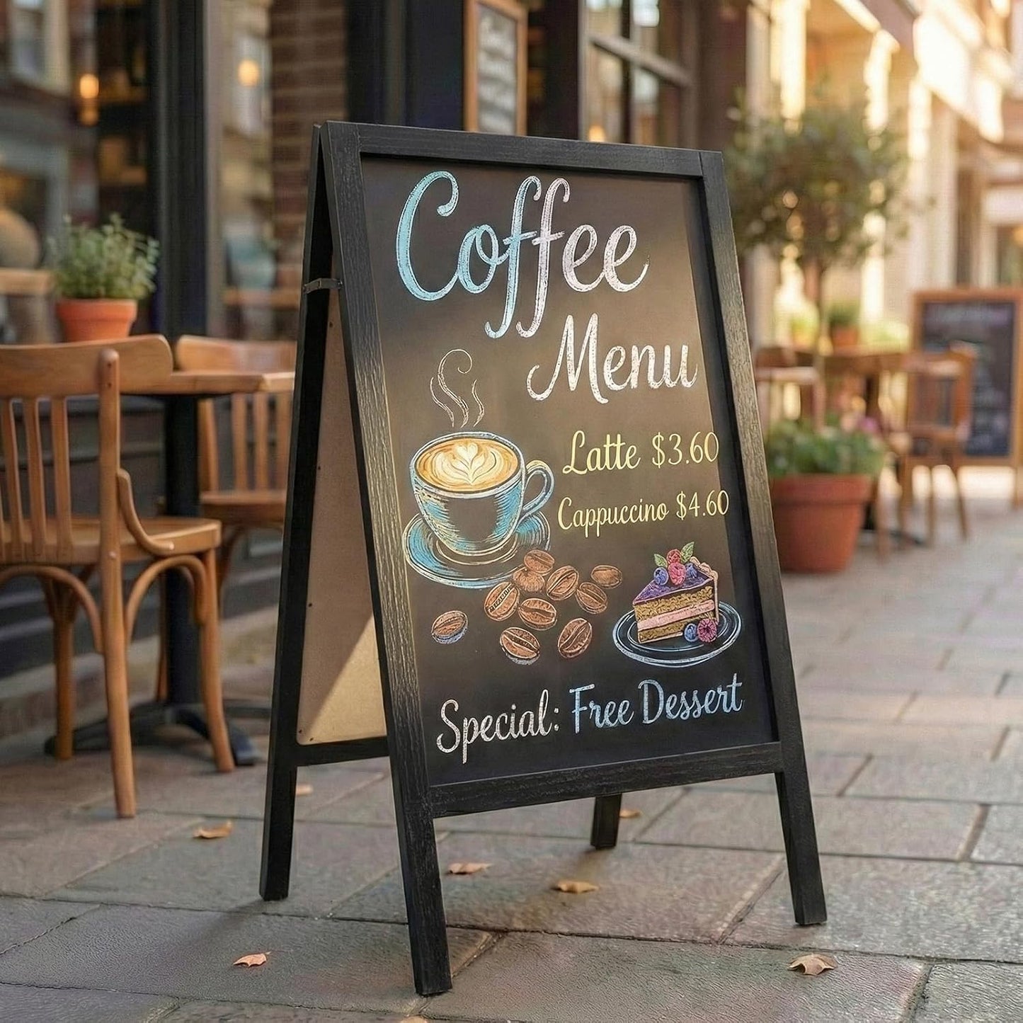TEAKMAMA A-Frame Chalkboard Sign - Extra Large Double-Sided 40"x20" Menu Board for Restaurants & Weddings - Black