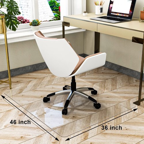 GLSLAND Office Chair Mat for Carpet - 36" x 46" Tempered Glass Floor Mat - for Office Chair on Carpet - 1/6" Thick Clear Computer Floor Mat with 4 Anti-Slip Pads