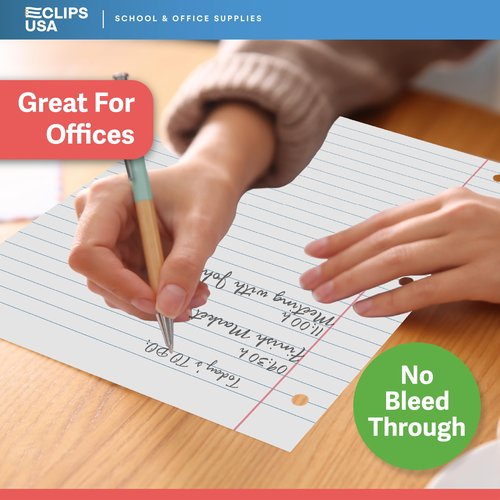 Notebook Paper, Loose Leaf College Ruled, 10.5” x 8”, Filler Paper, 56 gsm, 150 Sheets Per Pack, 1800 Sheets, (12 Pack)