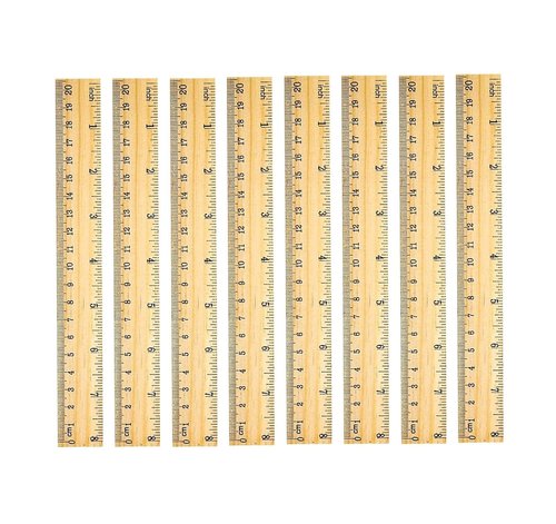 Skiennix 8-Inch Wooden Rulers - 72 Pack Bulk Measuring Tools for Office & School Use