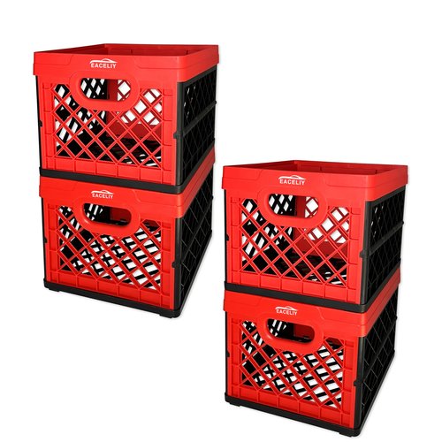 EACELIY 30.49L 4 PACKS Collapsible Stackable Storage Containers,4-Pack 30.49L Space-Saving Foldable Organizer Bins with Lids, Leakproof Kitchen Bathroom Garage Organizing Baskets