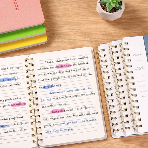 Oneirom Lined Spiral Notebook College Ruled A5 Journal Book for Note Taking, 160 Pages Writing Journal for Office and Home School Supplies 5.75x8.125 inch (6-Reef Blue)