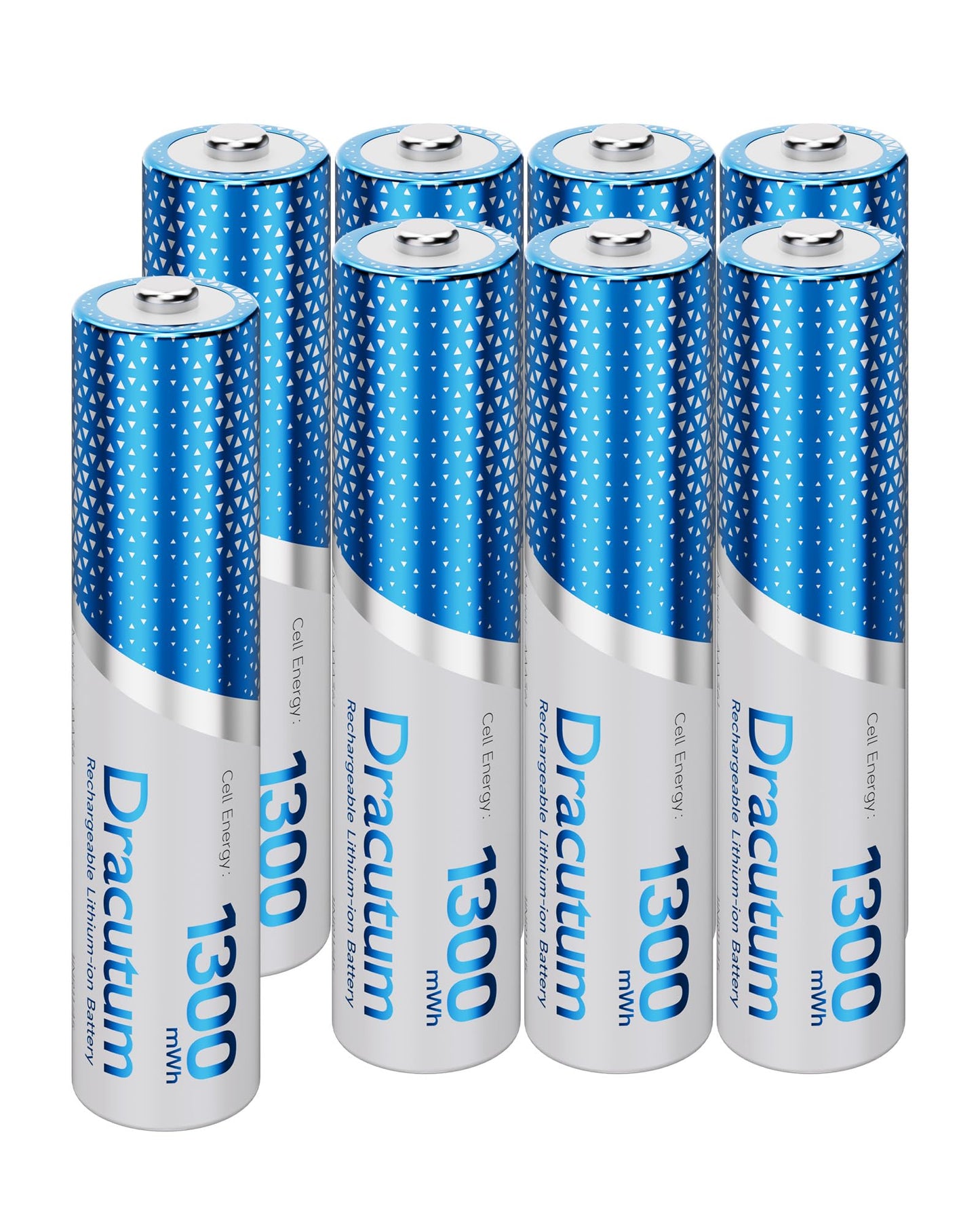 Dracutum Rechargeable AAA Batteries 8 Pack, 1300mWh High Capacity 1.5V Lithium Ion AAA Batteries, 2000+ Cycles Long Lasting for TV Remote Wireless Mouse Keyboard Toys
