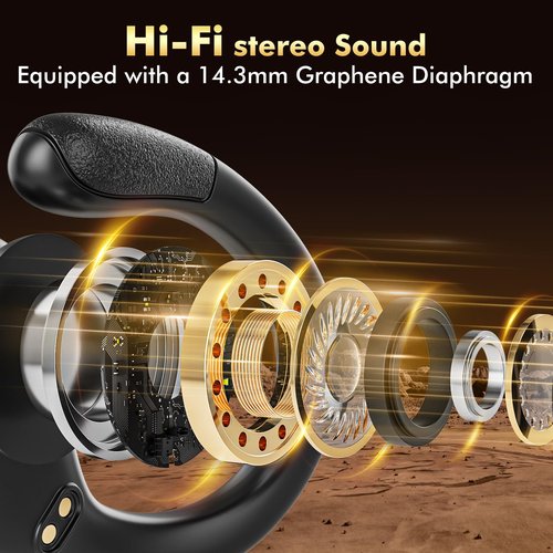 HAOYUYAN Wireless Earbuds, Sports Bluetooth Headphones, 80Hrs Playtime Ear Buds with LED Power Display, Noise Canceling Headset, IPX7 Waterproof Earphones for Workout/Running Black