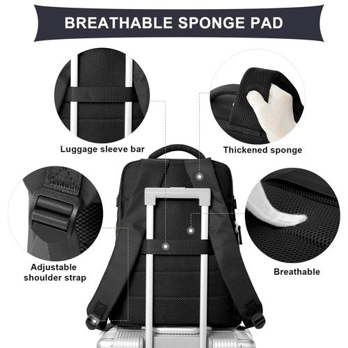 coowoz Travel Backpack For Women Men Airline Approved,Black Carry On Backpack,Large Hiking Laptop College Backpacks Waterproof Outdoor Sports Rucksack Casual Daypack Fit 15.6 Inch Backpacks