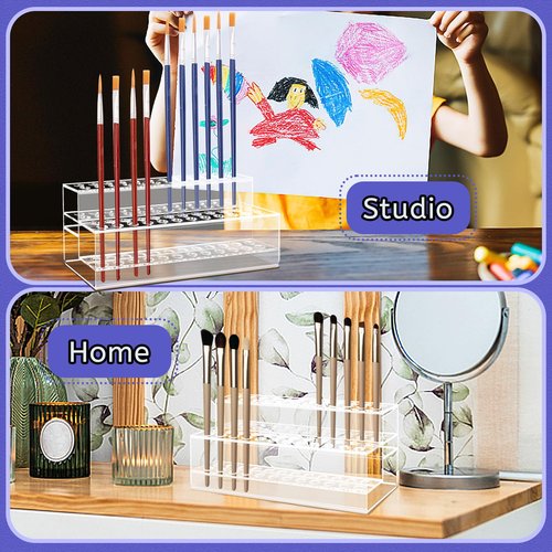 SBYURE Acrylic Pen Holder, 2 Tier Pen Display Stand 48-Slots Pen Holder Clear Pen Display for Craft Shows, Home Office Desk School Supplies