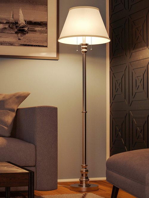 Kenroy Home 30438BS Spyglass Traditional Floor Lamp, Brushed Steel, 59.5 Inch Height, 17 Inch Width, 17 Inch Depth