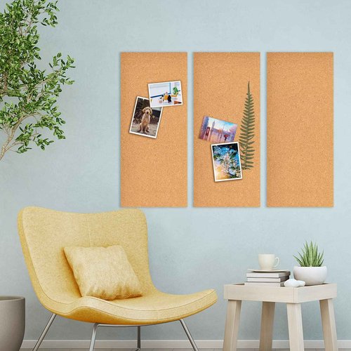 Aitakatta 17x8 Cork Board Tiles Bulletin Board, 1/2" Thick Self-Adhesive Cork Boards for Walls, Cork Tiles Vision Board for Home, Office, School, Bulletin Board Decorations(12mm,12pc)