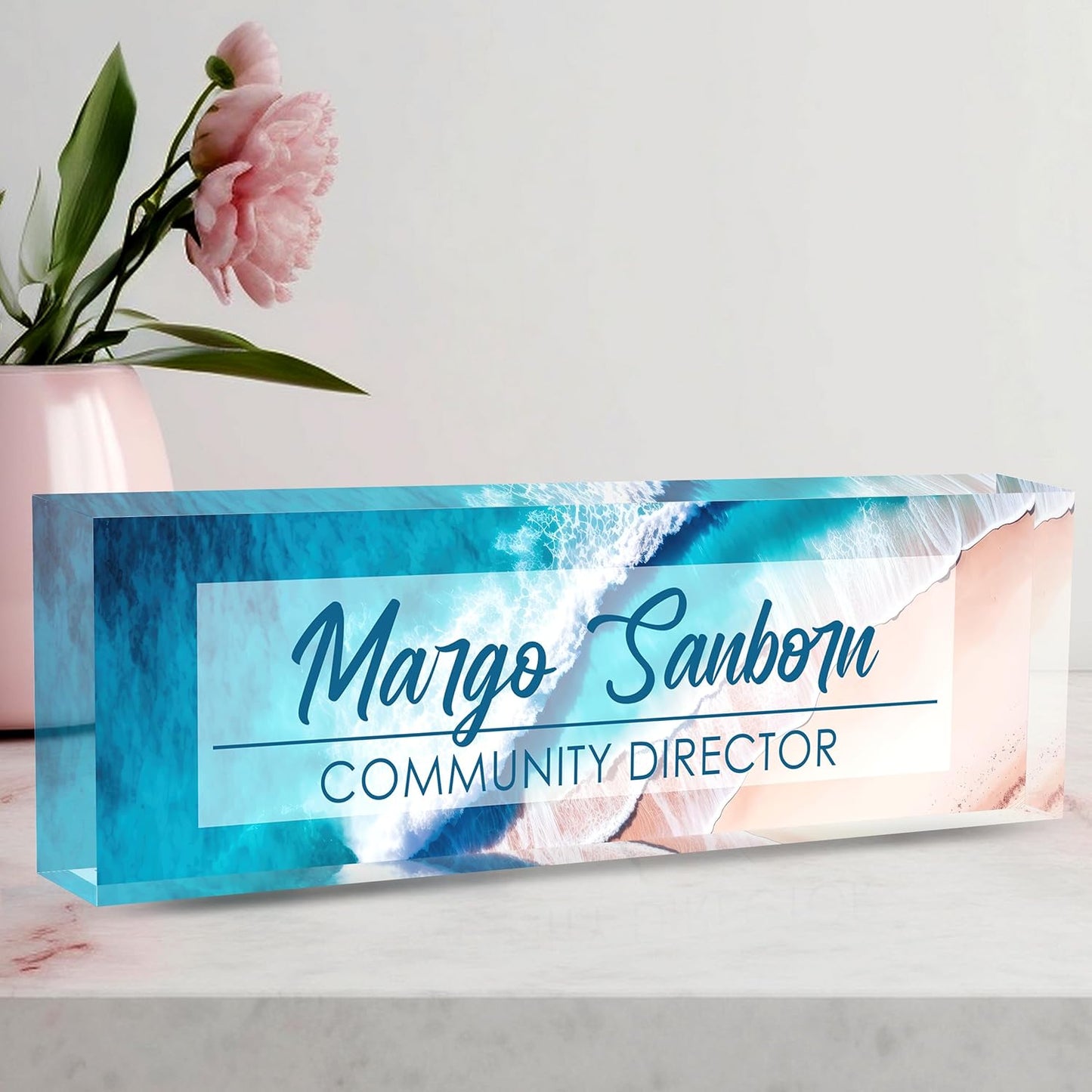 Skiennix Custom Name Plate - Personalized Office Decor for Men & Women | Ideal Employee Appreciation Gift (Beach Walk)