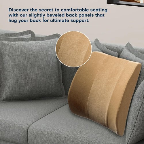 Back-Huggar Bucket Seat Thick Foam Lumbar Support Cushion: Orthopedic Relief for Car Seats & Chairs-Beige