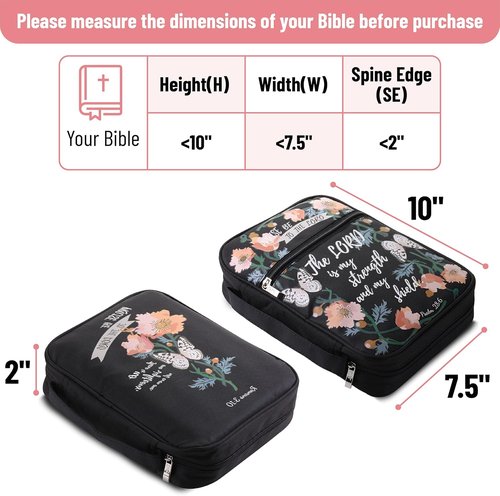 Mr. Pen Bible Cover Case - Durable Carrying Bag with Handle & Zipper Pocket | Black, Ideal Christian Gift