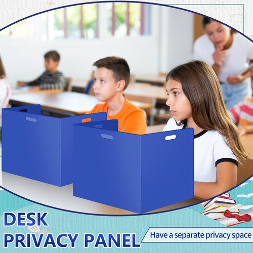 24 Pcs Desk Dividers for Students 14 × 17.5 × 14 Inch Plastic Durable and Waterproof Privacy Folders Shields Test Dividers with Classroom Privacy Boards for School Study Supplies(Blue)