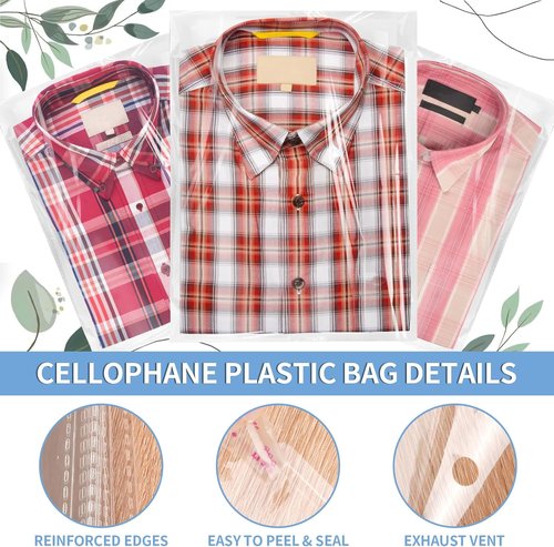 Cellophane Bags - 100 Pcs Resealable Clear Poly Bags for Clothes, Party Favors & Artwork | 10x14 Inches