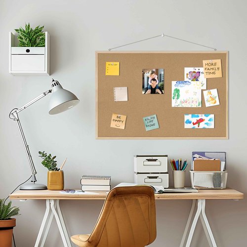 DAHAPYBOO Cork Board Bulletin Board,36x24 Cork Board for Office with Pin Oak Wood Boards,Message Board or Vision Board Decoration.