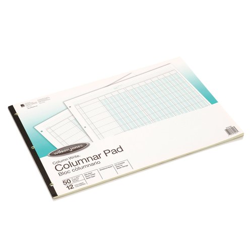 Wilson Jones Columnar Pad, ColumnWrite, 11" x 16-3/8 , 12 Columns, 50 Sheets per Pad (WG7212A), Green