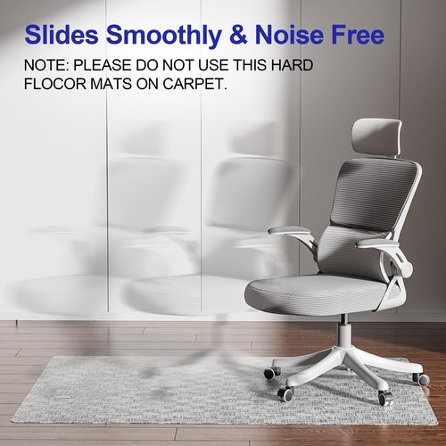 Delamu Office Chair Mat for Hardwood Floor, Non-Slip PVC Woven Computer Desk Chair Mat, 45"×53" Heavy Duty Hard Floor Protector for Rolling Chairs, Light Gray, Not for Carpet