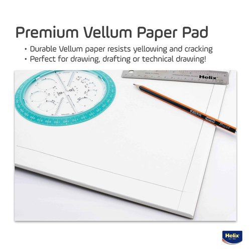 Helix - 100% Rag Vellum Paper Pad - 11 Inch x 17 Inch - 50 Sheet Pad - Acid-Free - Drafting, Art, Sketching and Tracing