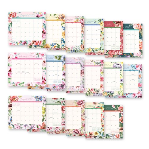 Orange Circle Studio 2025-2026 Magnetic Monthly Fridge Calendar, Bella Flora, 17-Month, August 2025 - December 2026, 9.5" x 8.4", Daily Aesthetic Planner Notepad with Magnet for Refrigerator, Easy Organizer for Grocery List, Appointments