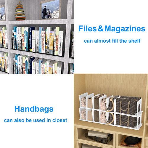 LuluEasy Adjustable Vertical File Sorter Sturdy Plastic Expandable Upright File Holder, Desktop Binder Organizer, School Office Organization Bookshelf Divider, Assemble Easily Endlessly, Black
